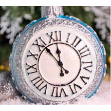 Елочное украшение Карманные часы голубые