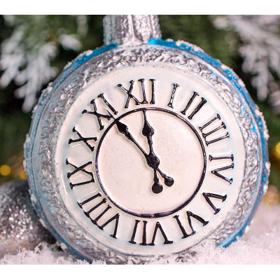 Елочное украшение Карманные часы голубые