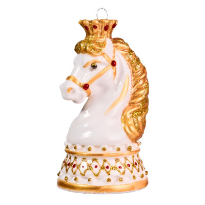 Елочное украшение Шахматный конь белый