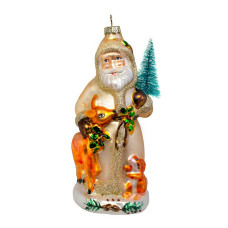 Елочное украшение из стекла Дед Мороз и зверята