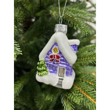 Елочное украшение из стекла Снежный дом