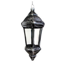 Елочное украшение из стекла Фонарь черный