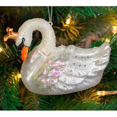 Елочное украшение из стекла Лебедь