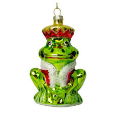 Елочное украшение из стекла Лягушка-Король