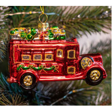 Елочное украшение из стекла Новогодняя машина