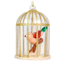Елочное украшение из стекла Птица в клетке