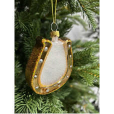 Елочное украшение из стекла Подкова