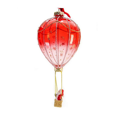Елочное украшение из стекла  Санта на воздушном шаре