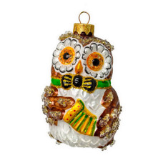 Елочное украшение из стекла Сова с аккордеоном