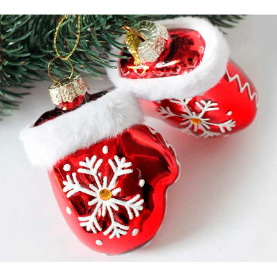 Елочное украшение из стекла Варежки