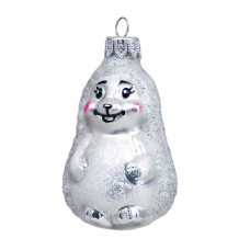 Елочное украшение из стекла  Ежик белый