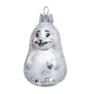 Елочное украшение из стекла  Ежик белый