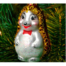 Елочное украшение из стекла  Ежик коричневый