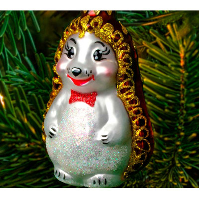 Елочное украшение из стекла  Ежик коричневый